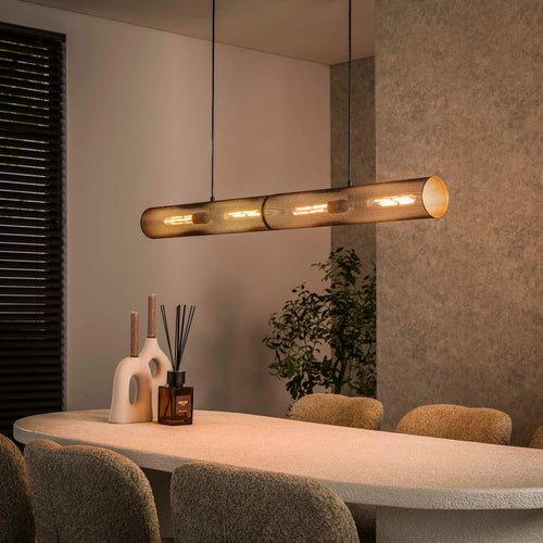 Giga Meubel Hanglamp Tube Mesh - Zwart Metaal - 120x10x150cm