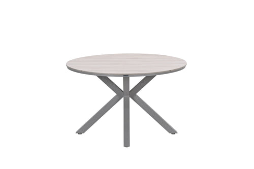 Edison tafel rond - 122 cm - taupe - light teak Vironwood - vtwonen shop