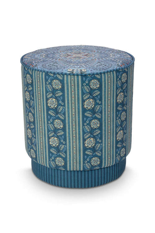 Pip Studio Poef Rosa Rani Blauw Fluweel 40 x 40 x 45 cm