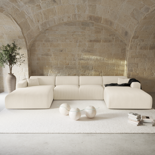 Sia Home - Panoramische bank MYRA - corduroy crème 366cm