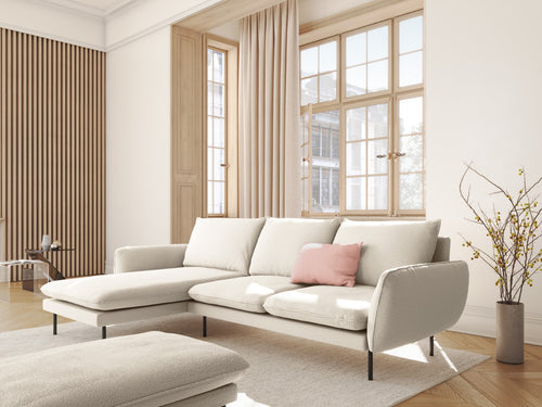 Cosmopolitan Design linker hoekbank Vienna 5-zits, boucle, beige - 170x255x95cm