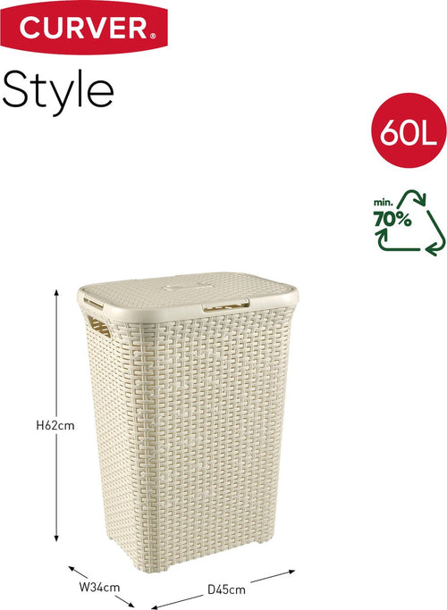 Curver Style Wasmand met Deksel - 60L - Vintage wit - vtwonen shop