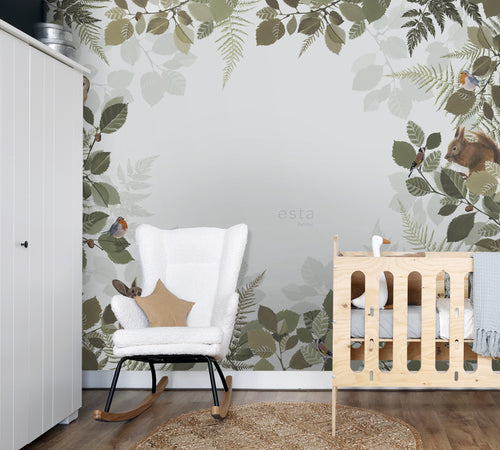 ESTAhome fotobehang bosdieren groen en bruin - 3 x 2,79 m - 159100 - vtwonen shop