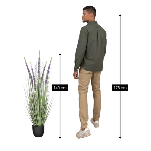 Mica Decorations Eremurus – Kunstgras in Pot – Realistische Nepplant Woondecoratie – Kunstplanten voor Binnen en Buiten – H140 x Ø45 cm – Groen, Paars