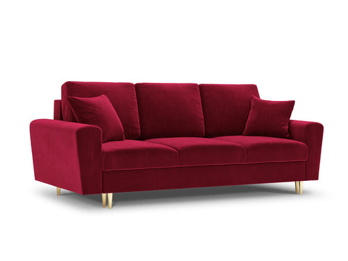 Cosmopolitan Design Slaapbank met opbergdoos Kyoto 3-zits, flueel, rood - 100x235x88cm