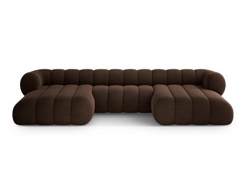 Cosmopolitan Design Panoramische bank Koge 6-zits, flueel chocolade - 165x348x70cm