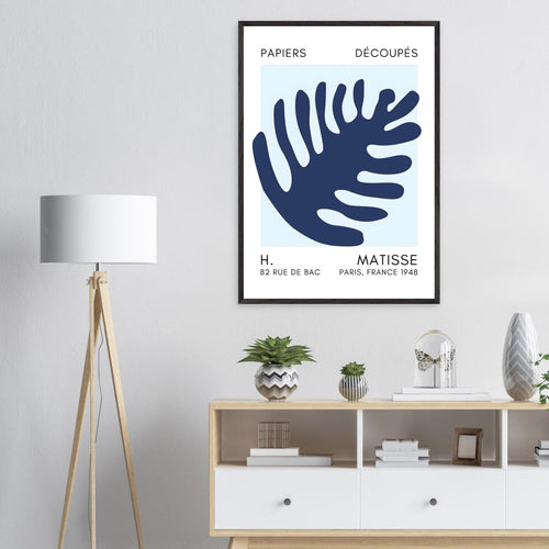 Artfulprints Poster Matisse – Coral bloom navy blue I   - A4 21x29.7 cm - Blauw