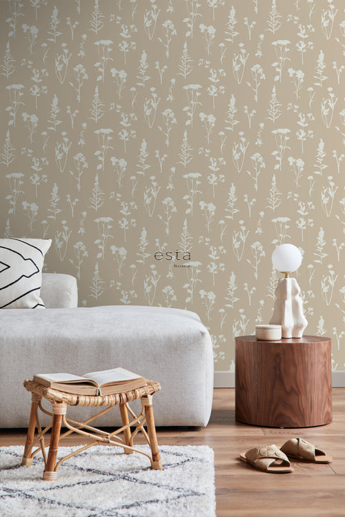 ESTAhome behang veldbloemen zand beige - 0.53 x 10.05 m - 139484 - vtwonen shop