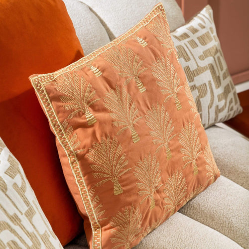 CYCAS - kussenhoes 45x45 cm - boommotief - Carnelian - oranje