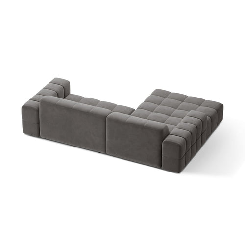 Cosmopolitan Design - Linker hoekbank Chicago 3-zits, flueel lichtgrijs - 167x234x78cm