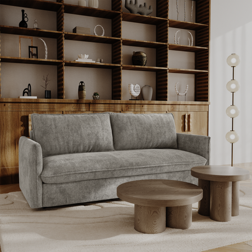 Premium Interiors - Snel uitklapbare slaapbank AVA - kruisweefsel grijs 178cm