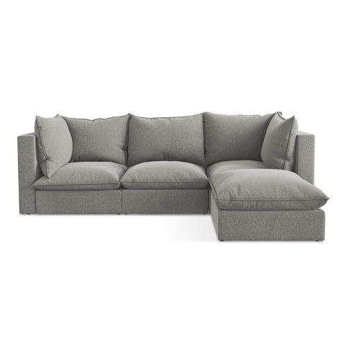 LaMiaSofa hoekbank rechts Ravenna - velours - grijs - 255x165x77