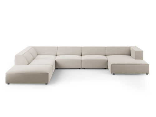 Cosmopolitan Design Panoramische hoekbank links Arendal 7-zits, flueel, ecru - 262x364x70cm