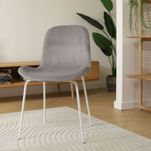 Nolon Nora-Fé Eetkamerstoel Grijs - Velvet - Wit Onderstel - vtwonen shop