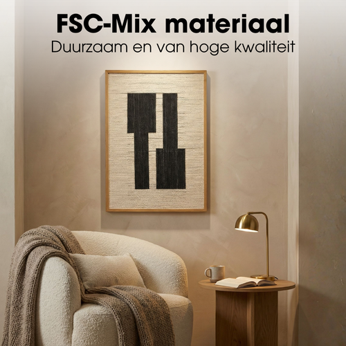 Mica Decorations Wanddecoratie - Wandpaneel Abstracte Kunst 70 x 50 x 2,5 cm - Woondecoratie voor Woonkamer of Slaapkamer - Zwart