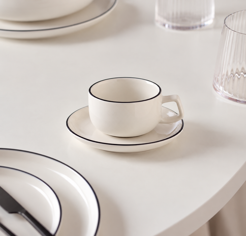 S|P Collection - Kop 22cl en schotel wit Studio Base - Set van 4