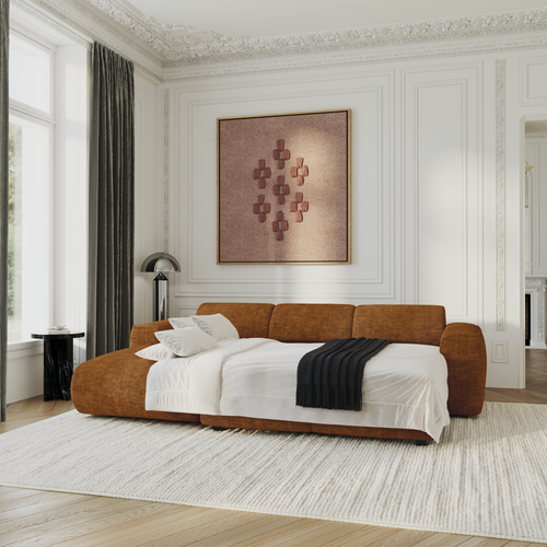 Sia Home - Hoekbanken YUMA - Fluweel met structuur - Bruin - 283cm - vtwonen shop