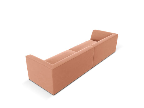 Micadoni Bank Ruby 4-zits, flueel, roze - 93x302x69cm