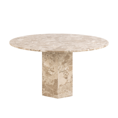 Loff Design Eetkamertafel Arezzo - ø130 cm - Beige Marmer - vtwonen shop