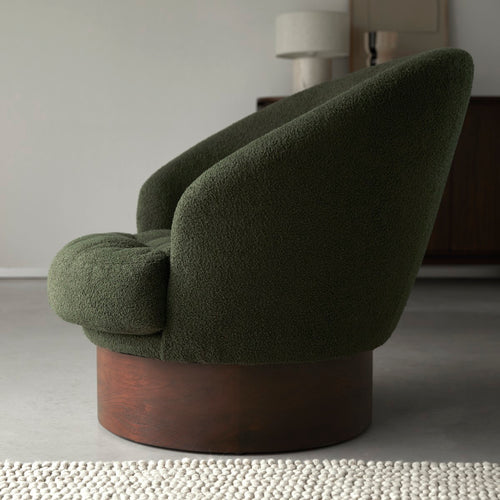 Tikamoon Draaibare fauteuil in mindi en groene stof - Donkergroen
