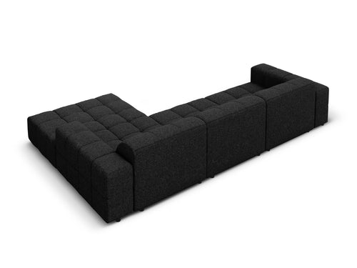 Cosmopolitan Design rechter hoekbank Chicago 4-zits, chenille zwart - 167x294x78cm