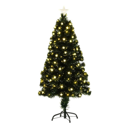 Luca Lighting Mercury Kerstboom met Fibre Optic Verlichting - Kerstversiering voor Binnen met 135 LED Lampjes - Kunstboom Rond met Sterrenpiek - H120