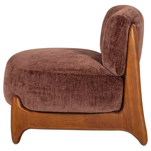 WOOOD fauteuil Runi - Hout/Velvet - Paars/Bruin - 69x64x72