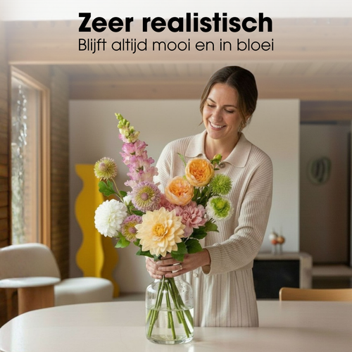 Mica Decorations Kunstboeket Jean - Decoratief Boeket - Kunstplanten voor Binnen - Kunstplant Zonder Onderhoud - Veldboeket Kunstbloemen