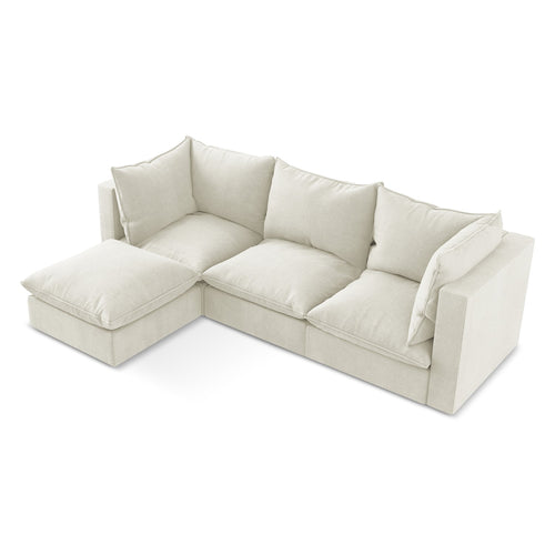 LaMiaSofa hoekbank links Ravenna - textuurstof - beige - 255x165x77