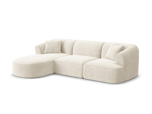 Cosmopolitan Design Modulaire hoekbank links Campi 4-zits, ribfluwelen ivoor - 156x256x70cm