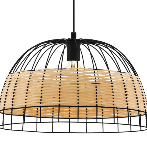 EGLO hanglamp Anwick - e27 - ø 50 cm - zwart/rotan