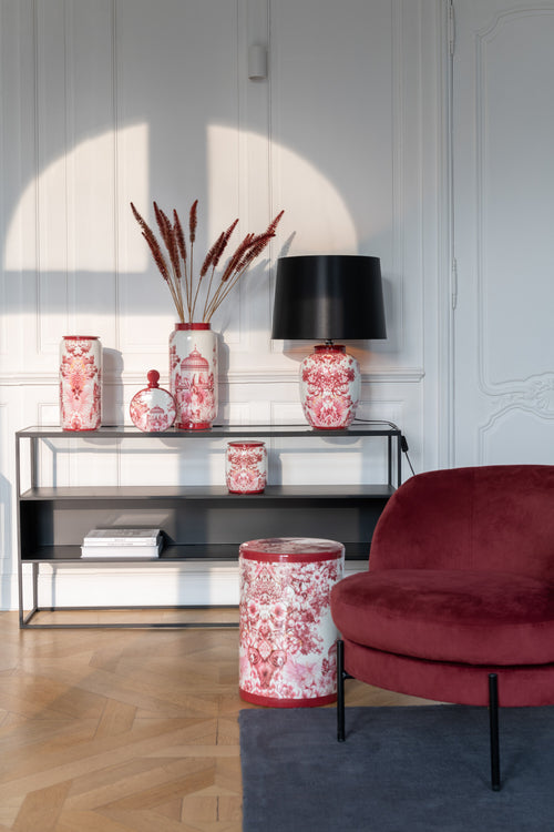 J-Line console Vierkant - metaal/glas - zwart