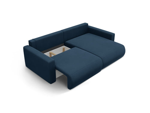 Cosmopolitan Design Omkeerbare converteerbare hoekbank met opbergdoos Belfast 3-zits, flueel koningsblauw - 149x240x84cm