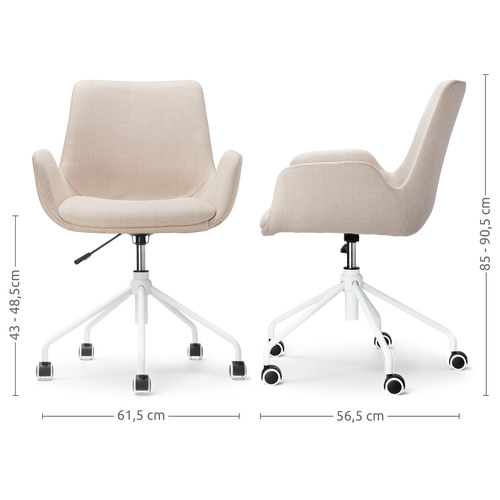 Nolon Nout-Eef Bureaustoel Beige - Armleuning - Wit Onderstel