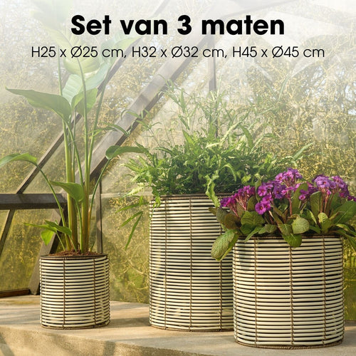 Mica Decorations Cesena Bloempot – Set van 3 – Plantenpot voor Bloemen en Kamerplanten – Bloempotten voor Buiten – Gerecycled Plastic – Wit