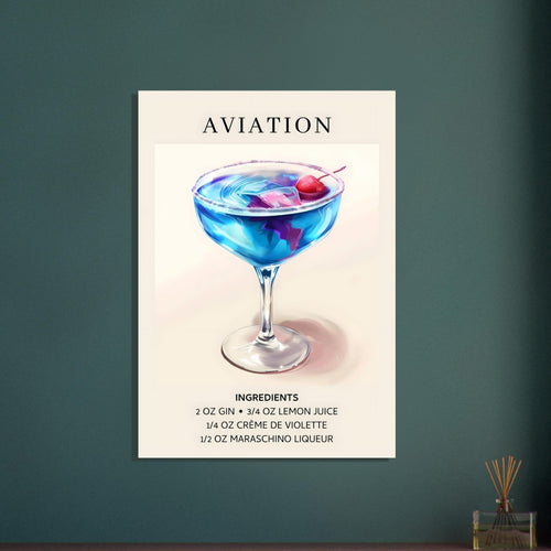 Artfulprints  Aviation cocktail - Ingrediënten   poster 70x100 cm