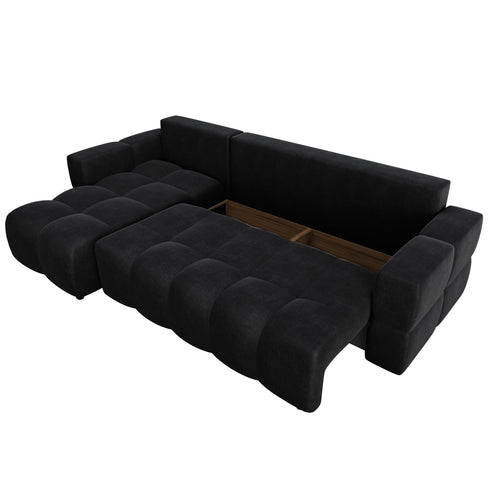 Sia Home - Hoek slaapbanken links GABRIEL - Fluweel - Donker antraciet - 286cm - vtwonen shop