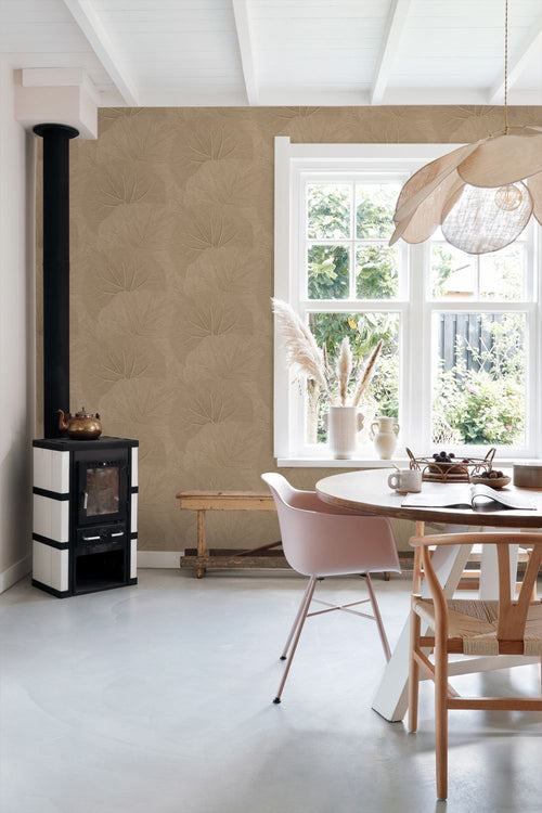 ESTAhome behang bladeren zand beige - 53 cm x 10.05 m - 139917