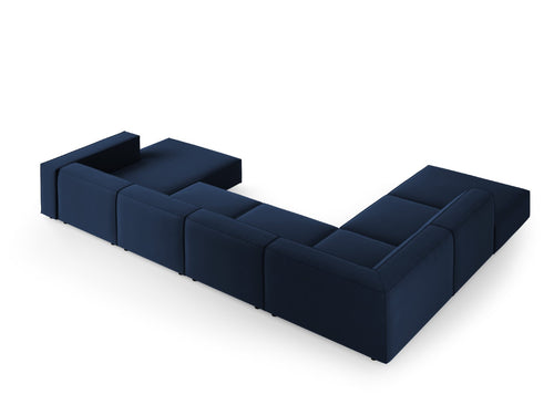 Cosmopolitan Design Panoramische hoekbank links Arendal 7-zits, flueel, koningsblauw - 262x364x70cm