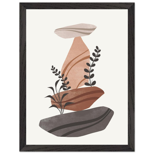 Artfulprints Poster met Lijst Boho – Rock balance   - 30x40 cm - Bruin