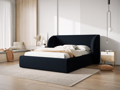 Micadoni Opbergbed met hoofdeinde Miley 160x200cm, flueel, donkerblauw - 230x207x100cm