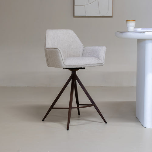 Giga Meubel Barstoel Noa Draaibaar - Beige/Walnoot - Set van 2 - vtwonen shop
