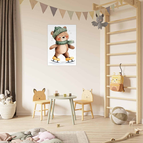 Artfulprints  Schaatsende beer   poster 50x70 cm - vtwonen shop