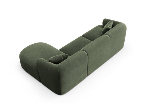 Cosmopolitan Design Modulaire hoekbank rechts Campi 4-zits, flueel groente - 156x256x70cm