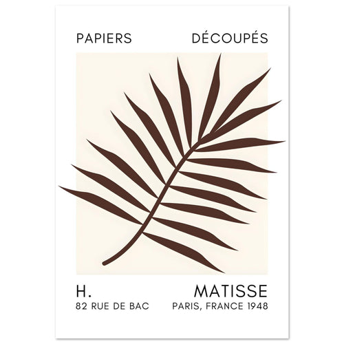Artfulprints Poster met Lijst Matisse – Floral reef brown   - A4 21x29.7 cm - Bruin