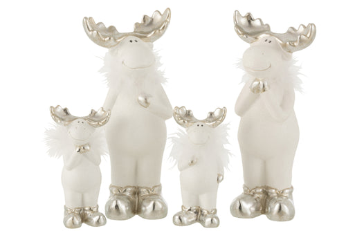 J-Line kerstfiguur Rendier - keramiek - wit/zilver - large - 2 stuks - vtwonen shop