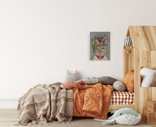 Canvas 60x40 Afdruk Bloemenkat