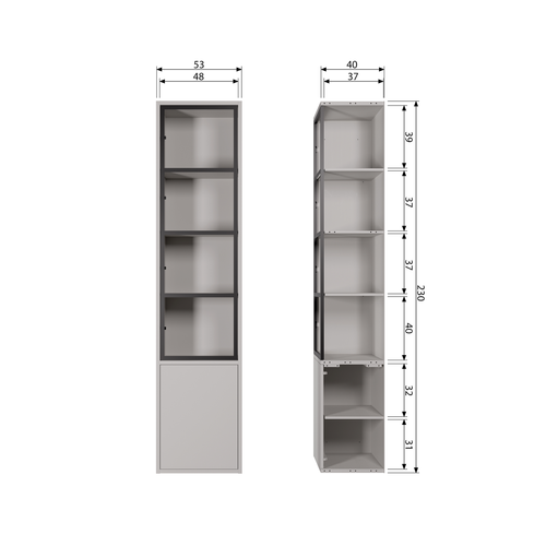 vtwonen 2-deurs vitrinekast Basic - Grenen - Mist - 230x53x40 - vtwonen shop