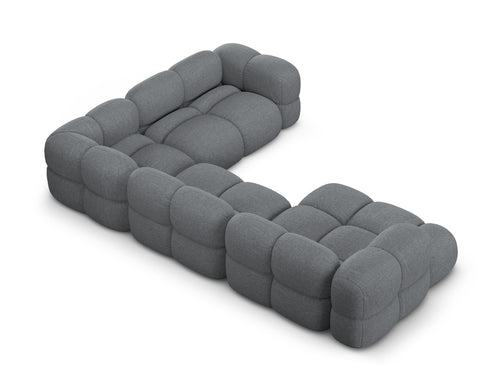Cosmopolitan Design Panoramische hoekbank rechts Loretto 5-zits, structurele stof grijs - 250x345x68cm