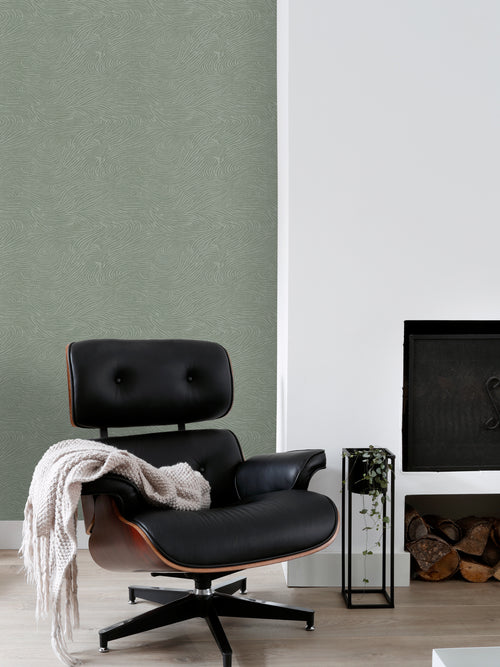 ESTAhome behang 3d golvende lijnen vergrijsd mintgroen - 50 x 900 cm - 139663 - vtwonen shop